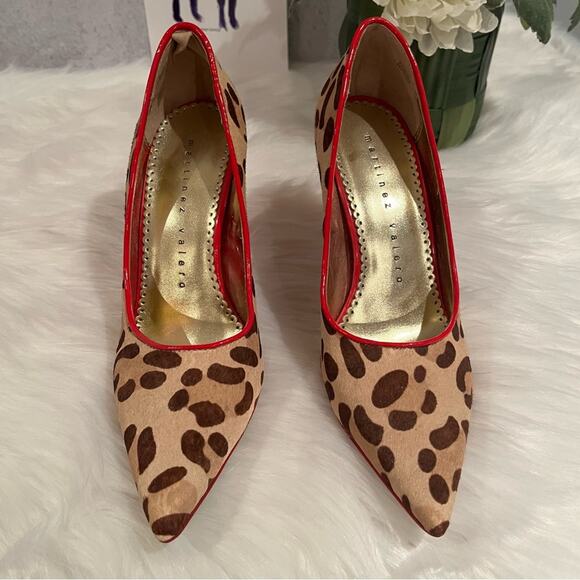 Martinez Valero Leather Calf Hair Leopard Multi Tone Heels Pumps Camel Red 5.5 - Picture 3 of 15